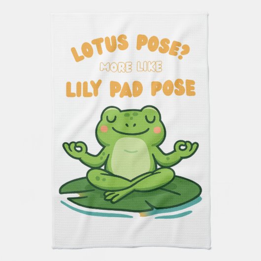 Funny Frog Yoga Cartoon Lotus Lily Pad Pose Design Geschirrtuch (Vertikal)