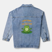 Funny Frog Yoga Cartoon Lotus Lily Pad Pose Design Jeansjacke (Rückseite)