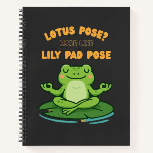 Funny Frog Yoga Cartoon Lotus Lily Pad Pose Design Notizblock