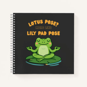 Funny Frog Yoga Cartoon Lotus Lily Pad Pose Design Notizblock