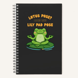 Funny Frog Yoga Cartoon Lotus Lily Pad Pose Design Notizblock