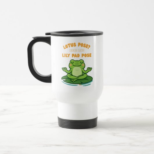 Funny Frog Yoga Cartoon Lotus Lily Pad Pose Design Reisebecher (Links)