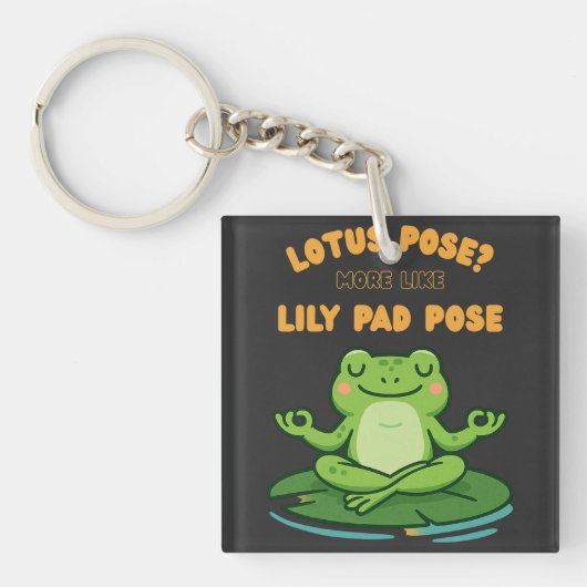 Funny Frog Yoga Cartoon Lotus Lily Pad Pose Design Schlüsselanhänger (Vorderseite)