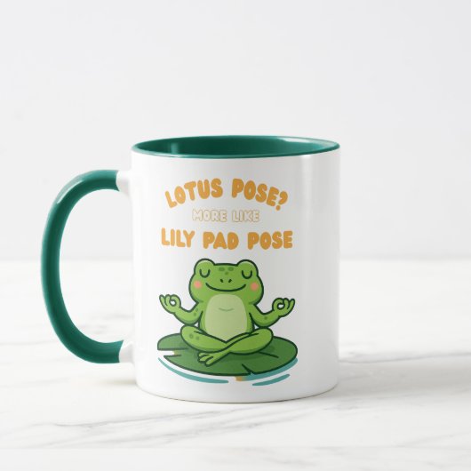 Funny Frog Yoga Cartoon Lotus Lily Pad Pose Design Tasse (Links)