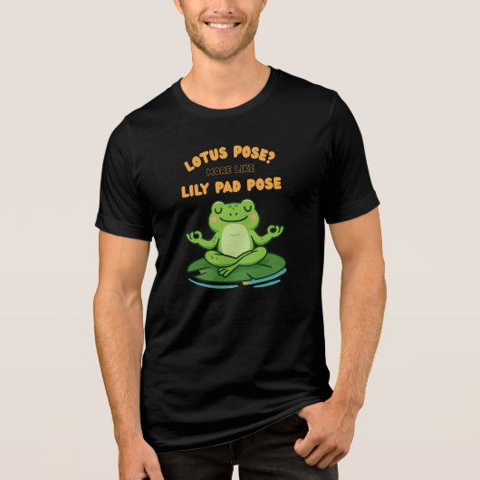 Funny Frog Yoga Cartoon Lotus Lily Pad Pose Design Tri-Blend Shirt (Vorderseite)