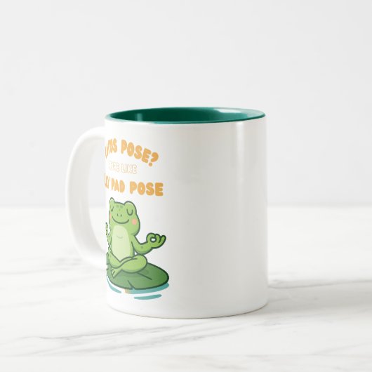 Funny Frog Yoga Cartoon Lotus Lily Pad Pose Design Zweifarbige Tasse (Vorderseite Links)