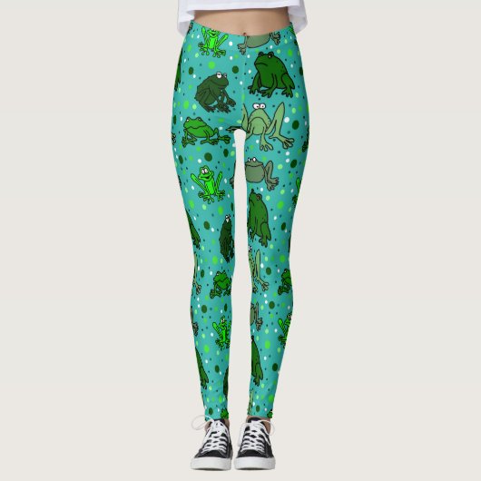 Funny Frogs Cartoon Leggings (Vorderseite)