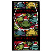 Funny Frogs in Weihnachtsmannmützen Weihnachten Ab Kleine Geschenktüte (Rückseite)
