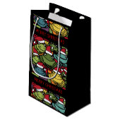 Funny Frogs in Weihnachtsmannmützen Weihnachten Ab Kleine Geschenktüte (Rückseite Schrägansicht)