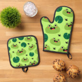 Funny Frogs Ofenhandschuh & Topflappen-Set (Oben Unten)
