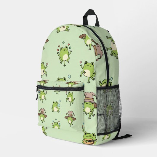 Funny Frogs on the Go Bedruckter Rucksack (Rückseitige Ecke Rechts)