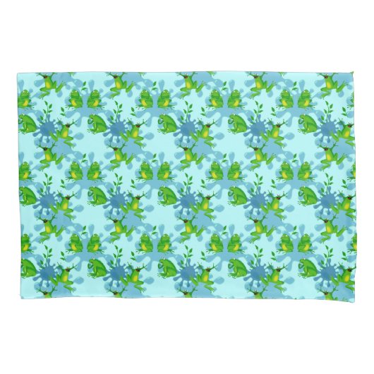 Funny Frogs Pattern Kids Minze Kissenbezug (Vorderseite)