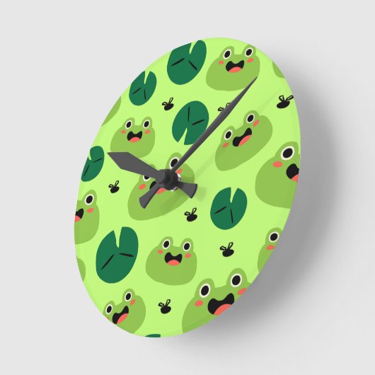 Funny Frogs Runde Wanduhr (Winkel)