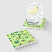 Funny Frogs Steinuntersetzer (Seitenansicht)