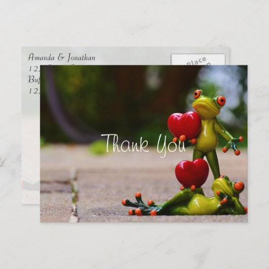 Funny Frogs Wedding Vielen Dank Postkarte (Vorne/Hinten)