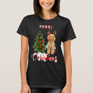 Funny Frohe Christmas Poodle Mama Hund Wreath Love T-Shirt