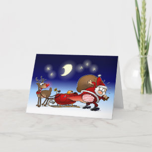 Funny frohe Weihnachten Cartoon Santa und Rudolph