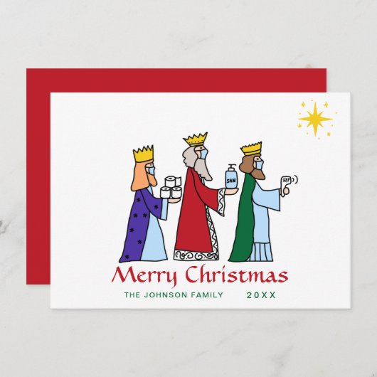 Funny frohe Weihnachten Drei Könige Grußurlaub (Vorne/Hinten)
