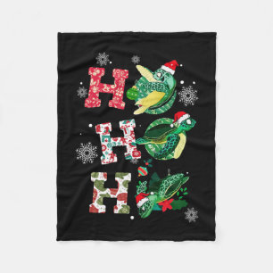 Funny Frohe Weihnachten HO HO HO Turtle Santa Fleecedecke