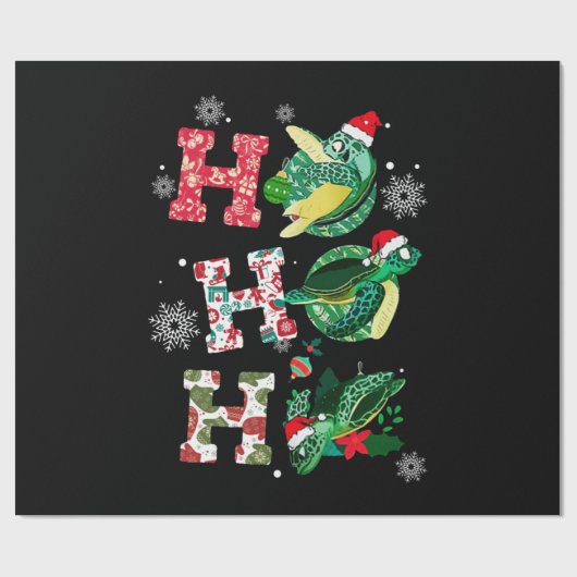 Funny Frohe Weihnachten HO HO HO Turtle Santa Geschenkpapier (Flach)