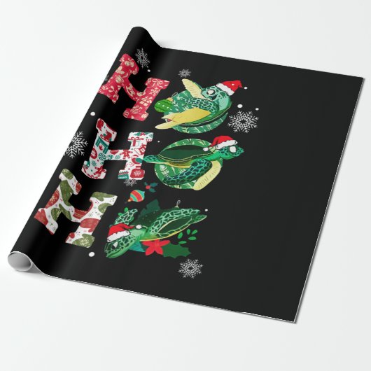 Funny Frohe Weihnachten HO HO HO Turtle Santa Geschenkpapier (Ungerollt)