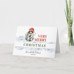 Funny Frohe Weihnachten Niedlich Raccoonc Ferienka Karte