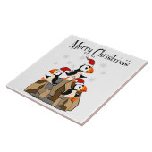 Funny Frohe Weihnachten Puffin Vögel und Schnee Fliese (Seite)