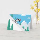 Funny Frohe Weihnachten Skipinguin in Weihnachtsma Karte (Gelbe Blume)