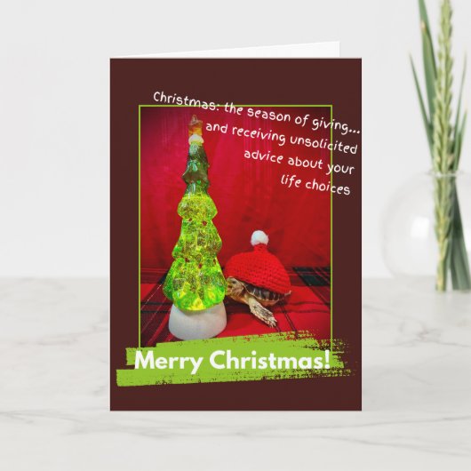 Funny frohe Weihnachten Unerbetene Ratschläge Schi Karte (Vorderseite)