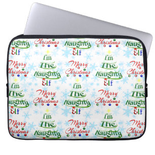 Funny frohe Weihnachtsfeiertag Naughty Elf Laptopschutzhülle