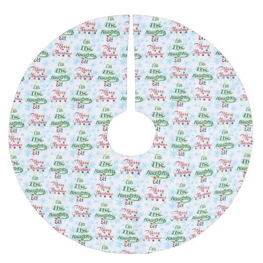 Funny frohe Weihnachtsfeiertag Naughty Elf Polyester Weihnachtsbaumdecke (Vorderseite)