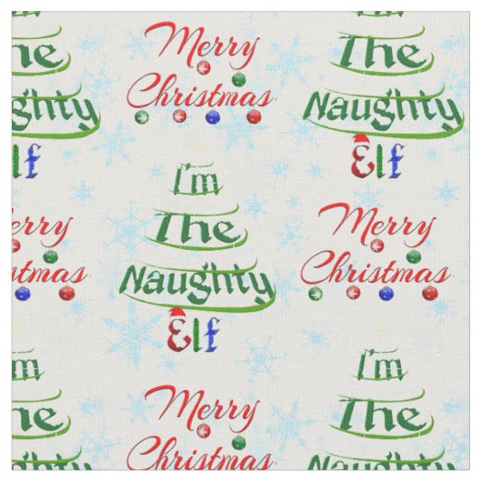 Funny frohe Weihnachtsfeiertag Naughty Elf Stoff (Nahaufnahme)