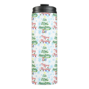 Funny frohe Weihnachtsfeiertag Naughty Elf Thermosbecher