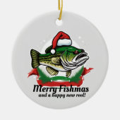 Funny frohe Weihnachtsfischerei Santa Fish Keramik Ornament (Vorne)