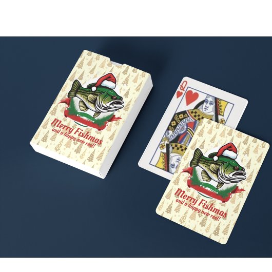 Funny frohe Weihnachtsfischerei Santa Fish Spielkarten