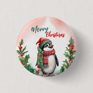 Funny Frohe Weihnachtskranz Niedliche Pinguine Mee Button