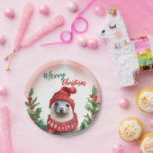 Funny Frohe Weihnachtskranz Niedliche Seelöwe Sieg Pappteller (Party)
