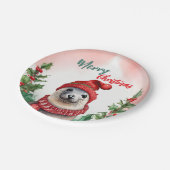 Funny Frohe Weihnachtskranz Niedliche Seelöwe Sieg Pappteller (Schrägansicht)