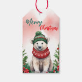 Funny Frohe Weihnachtskranz Niedlicher Polar Bären Geschenkanhänger (Rückseite)