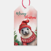Funny Frohe Weihnachtskranz Niedlicher Seelöwe Sie Geschenkanhänger (Rückseite)