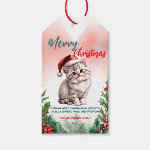 Funny Frohe Weihnachtsmann Niedlich Cat Kitten Geschenkanhänger