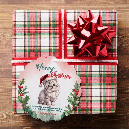 Funny Frohe Weihnachtsmann Niedlich Cat Kitten Ornament Karte (Insitu (Geschenk))