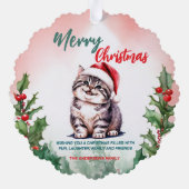 Funny Frohe Weihnachtsmann Niedlich Cat Kitten Ornament Karte (Rückseite)