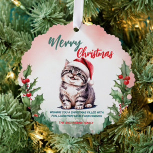 Funny Frohe Weihnachtsmann Niedlich Cat Kitten Ornament Karte