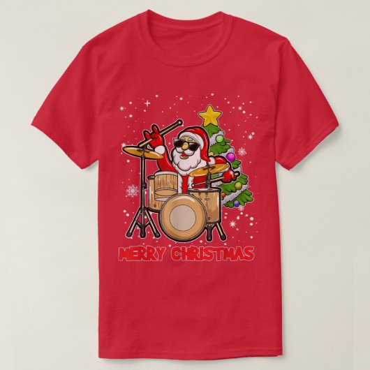 Funny frohe Weihnachtstrommel und Weihnachtsmann L T-Shirt (Design vorne)