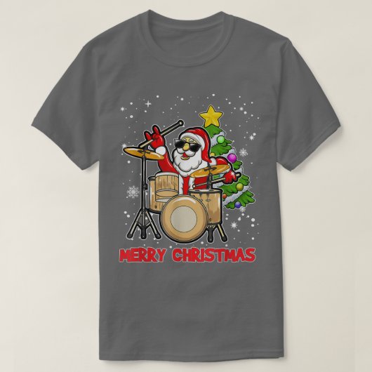 Funny frohe Weihnachtstrommel und Weihnachtsmann L T-Shirt (Design vorne)