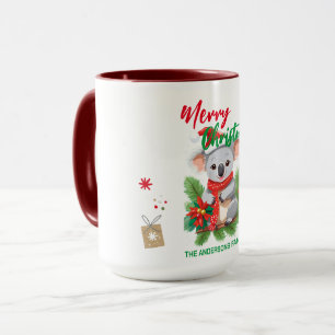 Funny fröhliche Weihnachten Koala Santa Rot und Gr Tasse