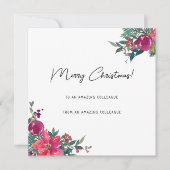 Funny fröhlicher Weihnachtsboss Mitarbeiter Blumen Feiertagskarte (Vorderseite)