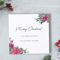 Funny fröhlicher Weihnachtsboss Mitarbeiter Blumen