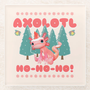 Funny Frory Weihnachten Axolotl Ho-Ho-Ho! Glasuntersetzer